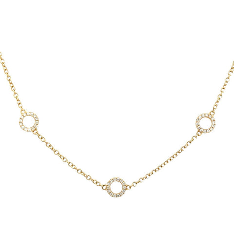 Oval Halo Stations Necklace | 18k Yellow