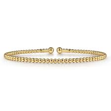 Split 14K Yellow Gold Beaded Bujukan Bangle 6''