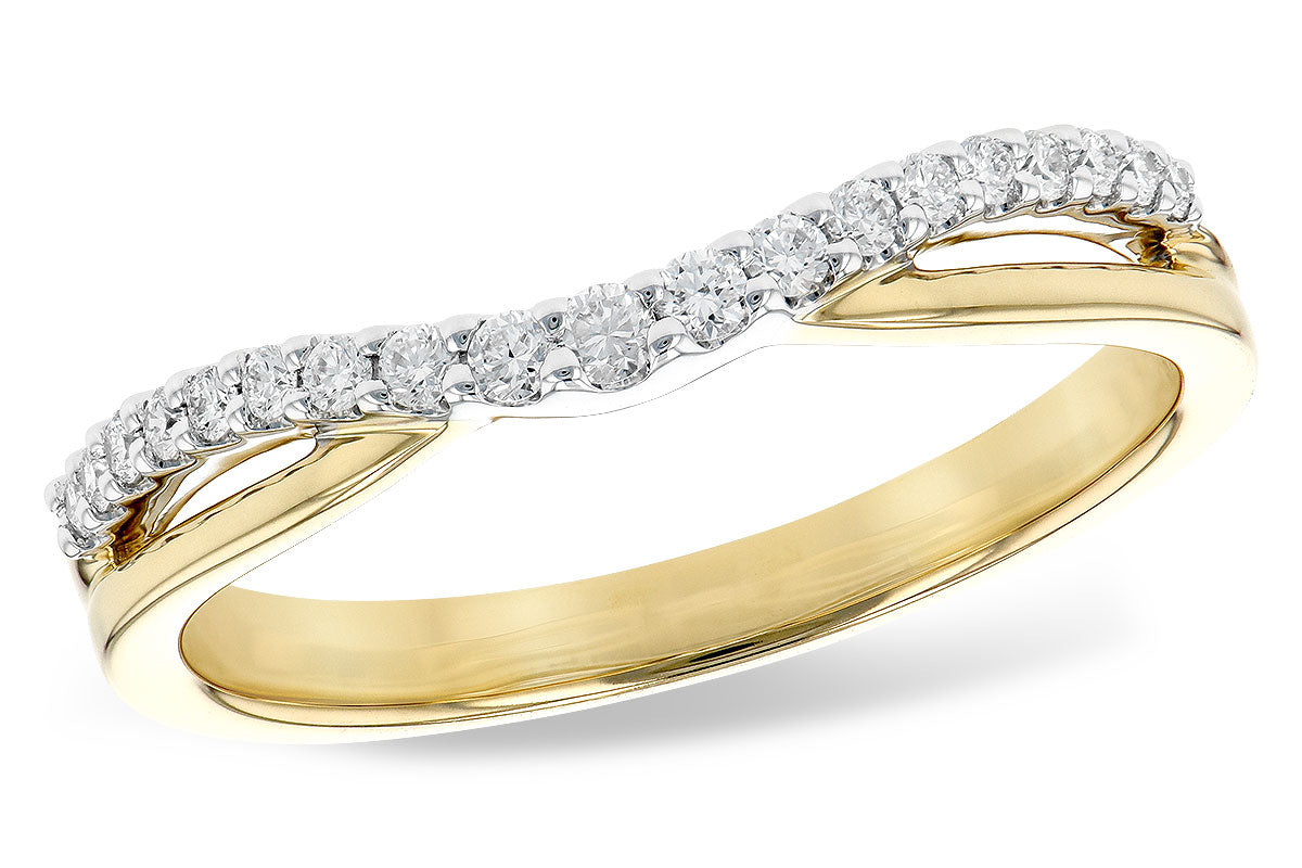 Curved Anniversary Ring with 7= 0.17tw Round Diamonds | 14k Yellow