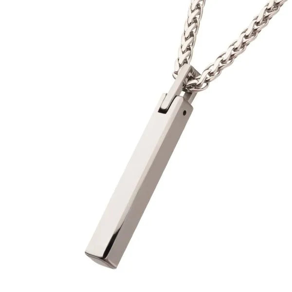 Gent's Tungsten Carbide Monolith Pendant with 24in Wheat Chain.