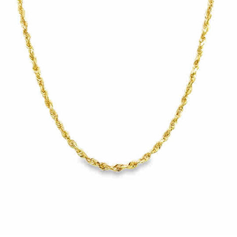 Yellow 14 Karat 2.0Mm Solid Dual Glitter Rope Chain Length 18