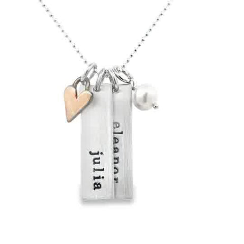 Lady's Tt Sterling Silver/Bronze Rectangular Names With Love, Two Char