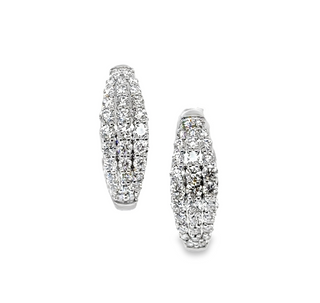 Lady's White 14 Karat Pave' Earrings With = 1.00Tw Round G/H Si1 Diamo