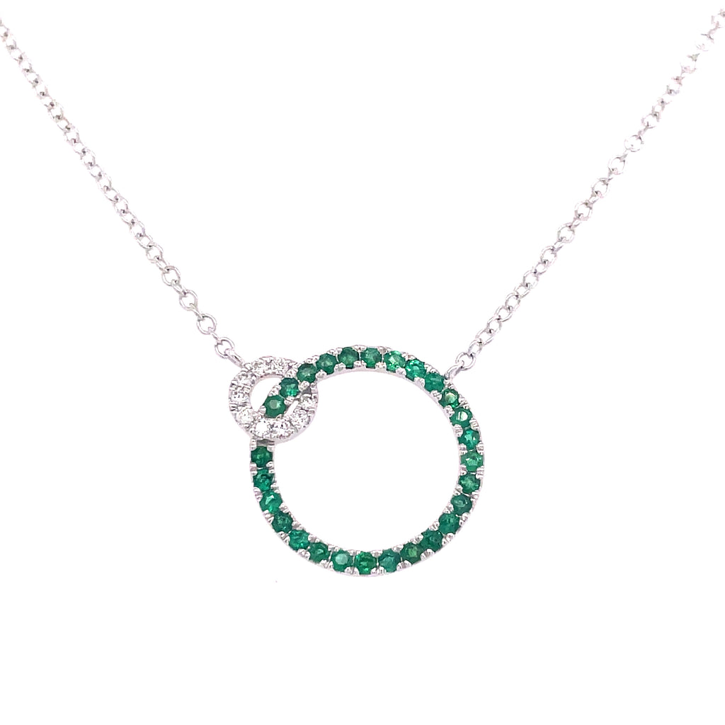 Double Circle Stationary Pendant | 14k White