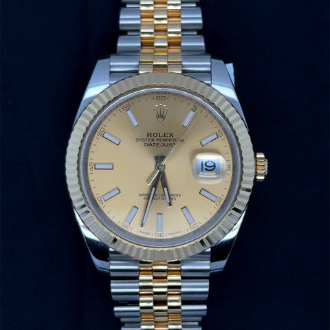 Rolex Datejust 41Mm TT Champagne Index Fluted, Jubilee, R # 126333, S