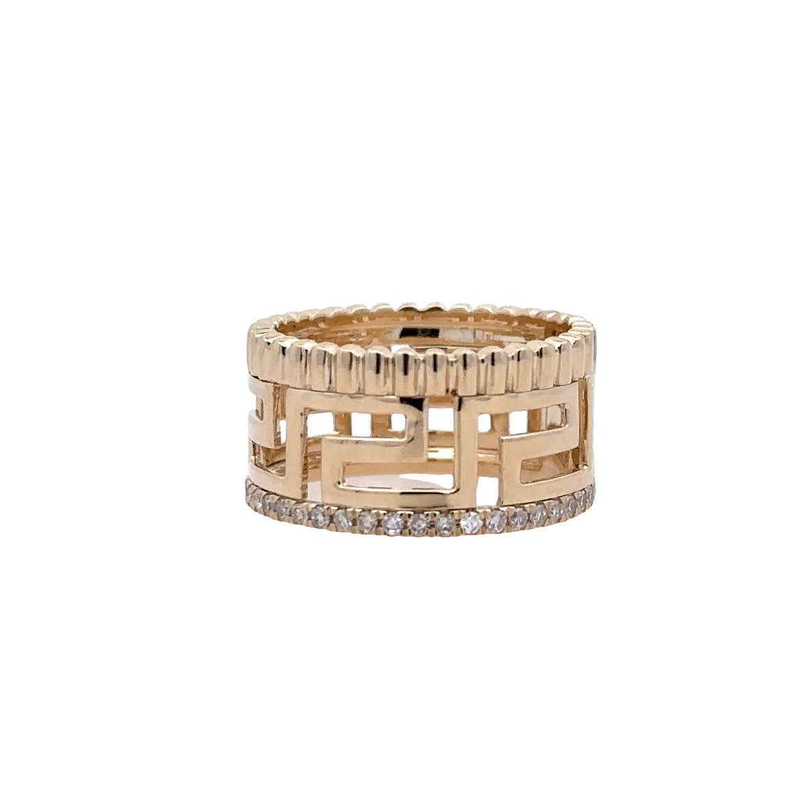 Wide Greek Key Fashion Ring | 14k Yellow