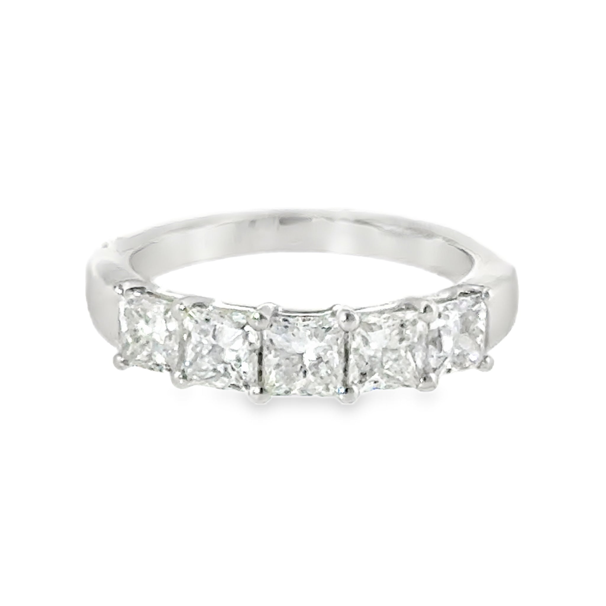 14 Karat White Gold Anniversary Ring with Five (5) Princess Cut Lab Created Diamonds 2.00ctw