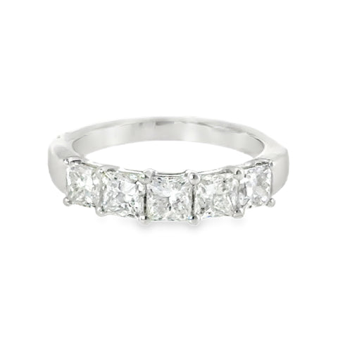 14 Karat White Gold Anniversary Ring with Five (5) Princess Cut Lab Created Diamonds 2.00ctw