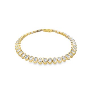 Lady's Yellow 14 Karat Bezel Set Lab Created Bracelet Length 7 With 40