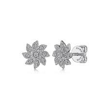 Floral Stud Earrings | 14k White