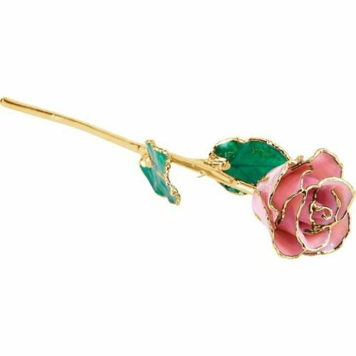 Lacquered Pink Pearl Rose with 24k Gold Trim