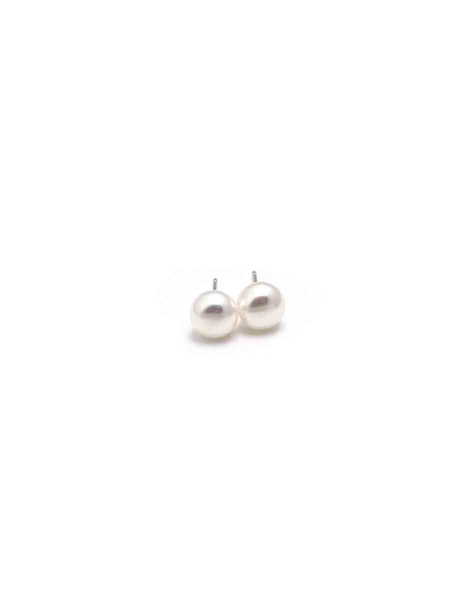 Lady's White Sterling Silver Freshwater Pearl Stud Earrings