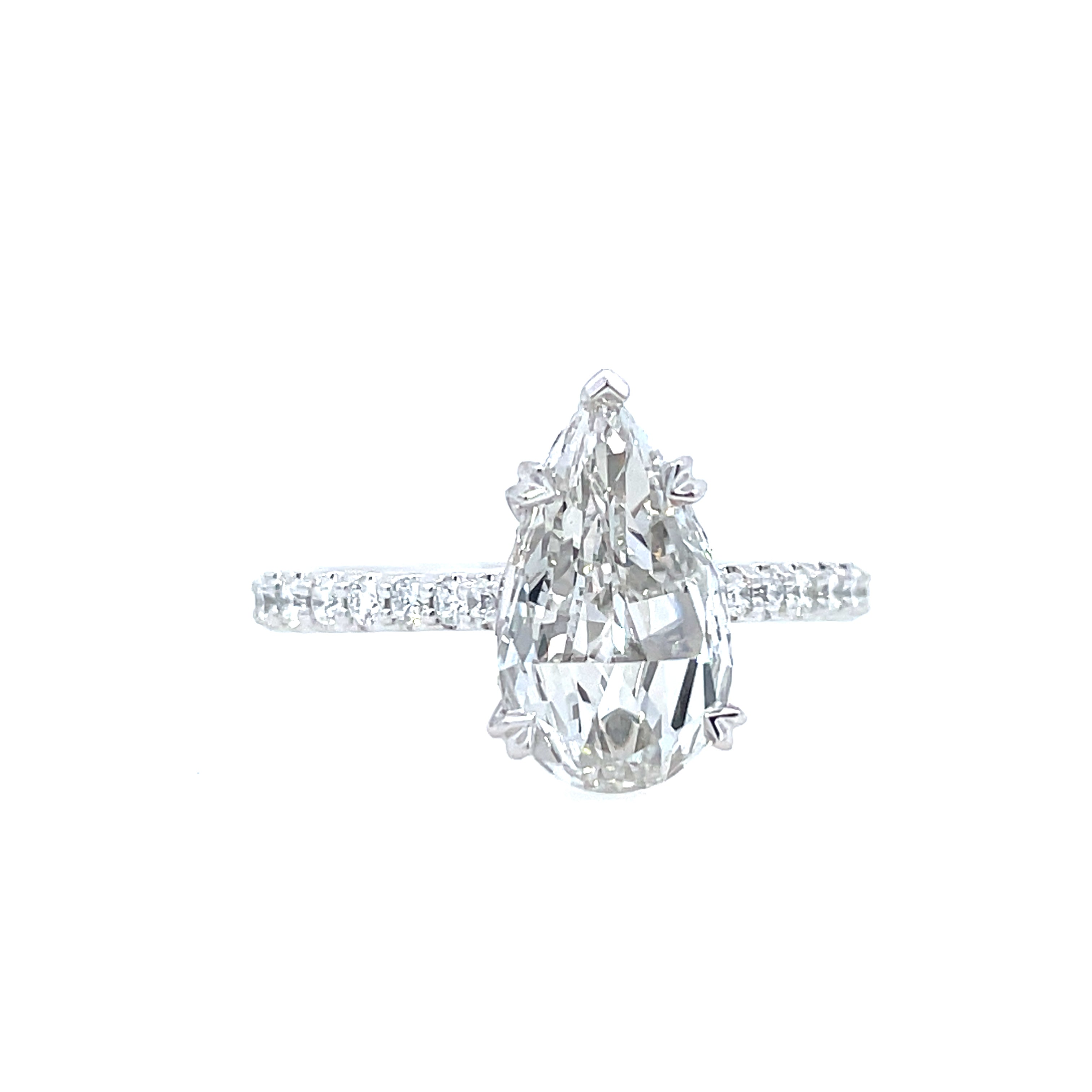 Hidden Halo Ring | 14k White (1.60ct Pear)