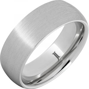 White Serinium Satin 8Mm Dome Wedding Band Size 9