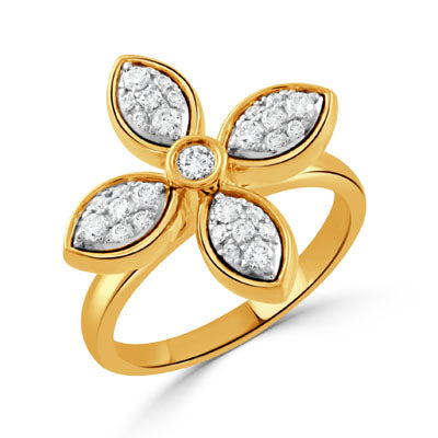 Luxurious 18K Yellow and White Gold Fashion Ring