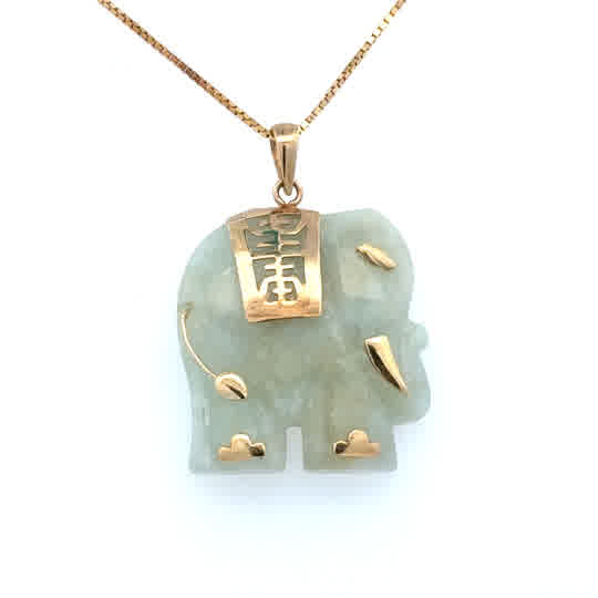 Jade Elephant Necklace | 14k Yellow