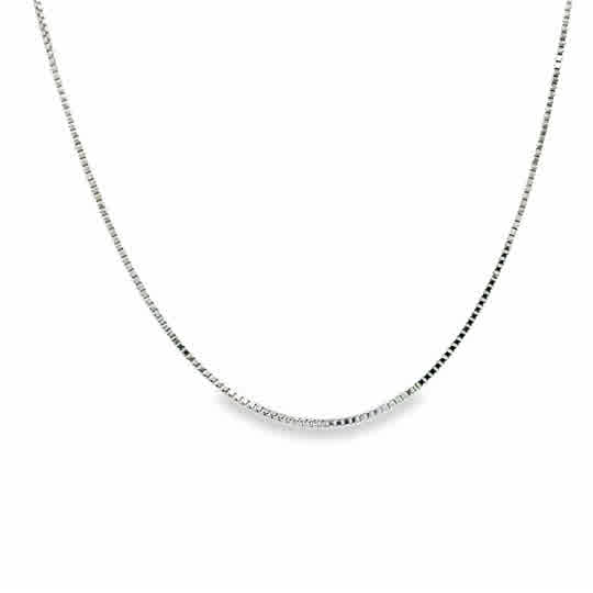 White 14 Karat .55Mm Solid Box Chain Chain Length 18