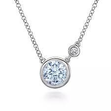 Bezel Set Stationary Necklace | White Sterling Silver (0.76ct Round)