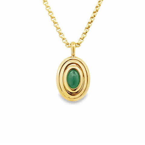 Silent Opus Ripple Cabochon Emerald 14ky