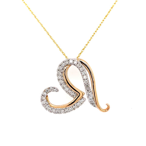 Double Heart Fashion Pendant | 14k White/Yellow