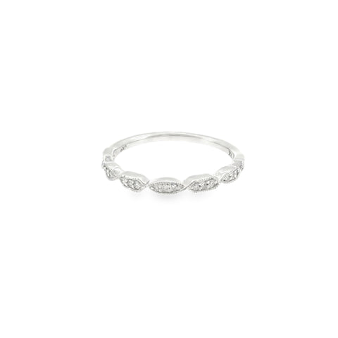 14 Karat White Gold Twist Style with Round Brilliant Cut Diamonds .10ctw Anniversary Ring