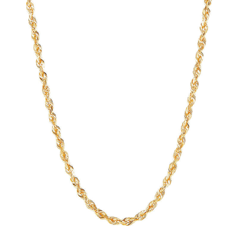 Yellow 14 Karat 1.6Mm Solid Glitter Rope Chain Length 18