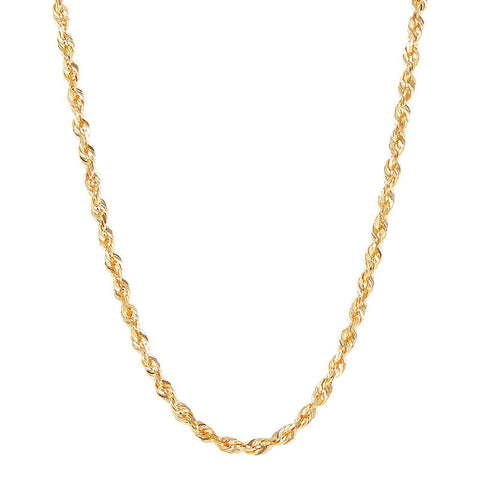 Yellow 14 Karat 1.6Mm Solid Glitter Rope Chain Length 18