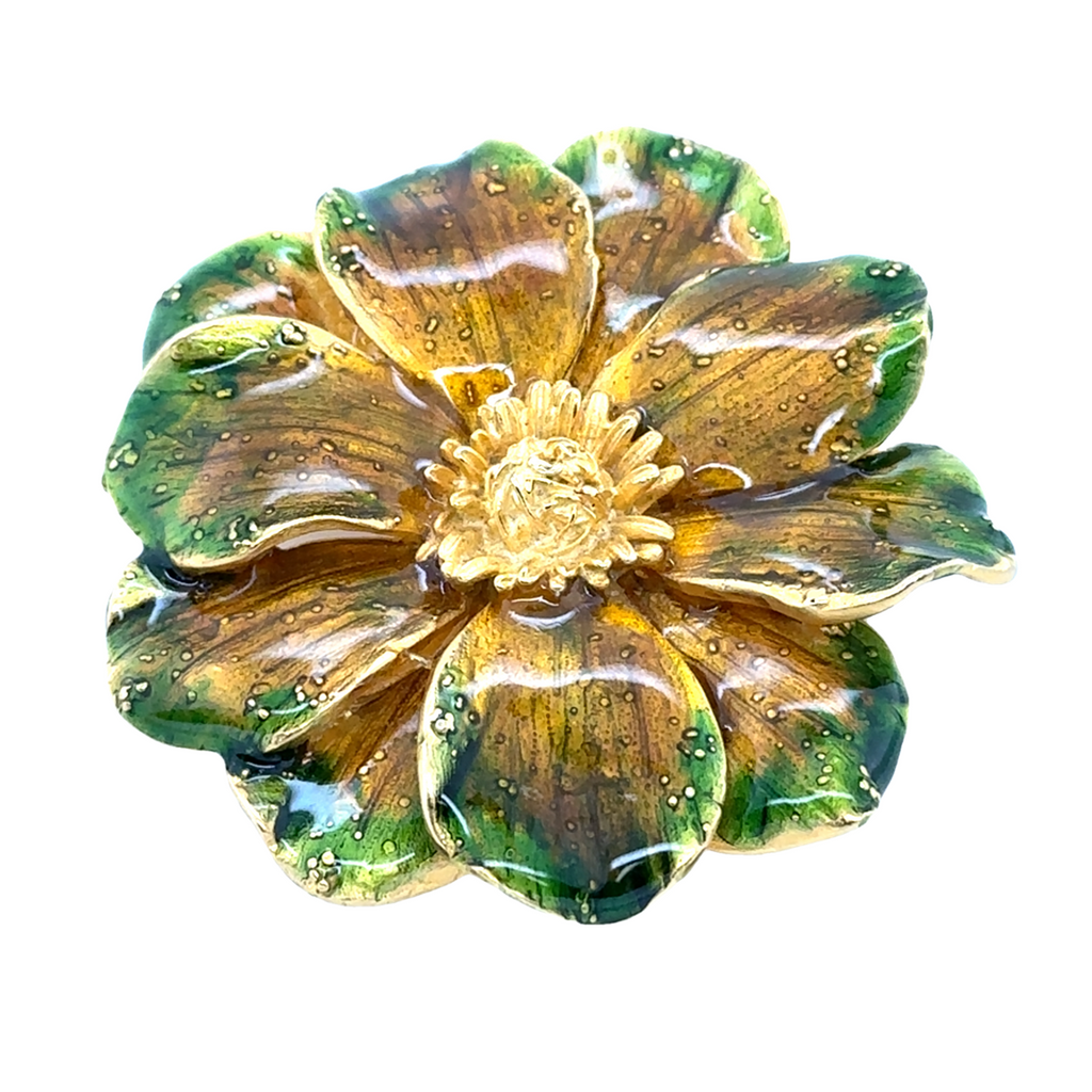 Big Erwin Pearl Flower Brooch | Enamel