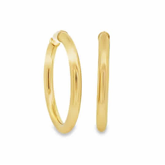 Lady's Yellow 14 Karat 4X40mm Tube Hoop Earrings