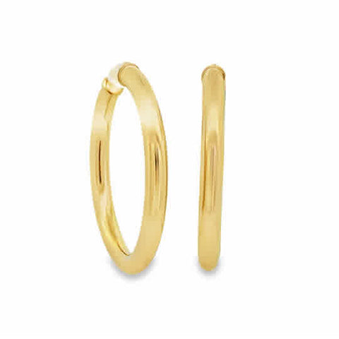 Lady's Yellow 14 Karat 4X40mm Tube Hoop Earrings