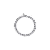 White Sterling Silver Textured Link Bracelet Length 8