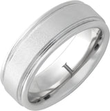 White Serinium Stone 8Mm Round Edge, Flat Wedding Band Size 10.5