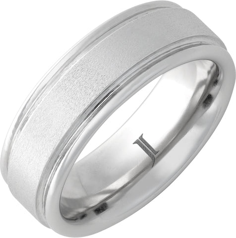 White Serinium Stone 8Mm Round Edge, Flat Wedding Band Size 10.5