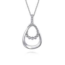 White Sterling Silver Bujukan Collection, Large Teardrop Jewelry With