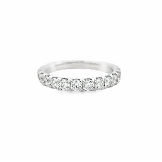 14 Karat White Gold Wedding Ring with 1.00ctw Round Brilliant Cut Diamonds