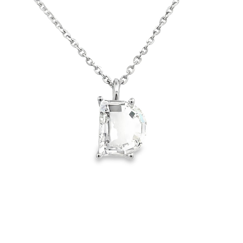 Lady's White 14 Karat "D" Initial Lab Created Necklace With One = 4.19