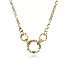 Yellow 14 Karat Contemporary Hollow Tube Link Chain Length 17