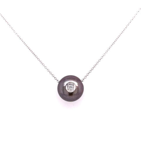 Diamond-in-a-Pearl Pendant | 14k White