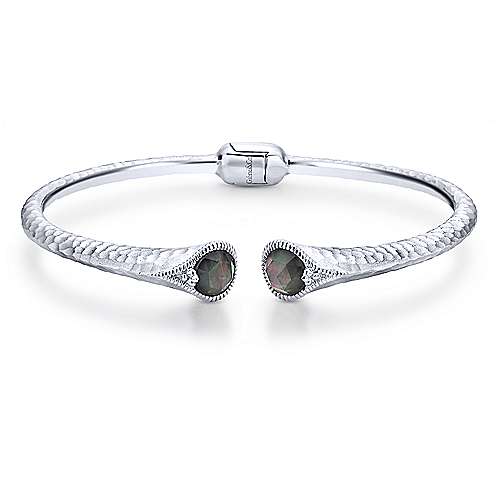 Split Bangle Bracelet | White Sterling Silver