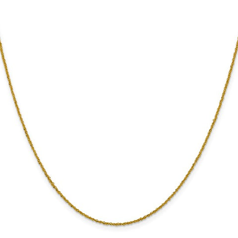 Yellow 14 Karat 1Mm Sparkle Singapore With Lobster Clasp Chain Length 18