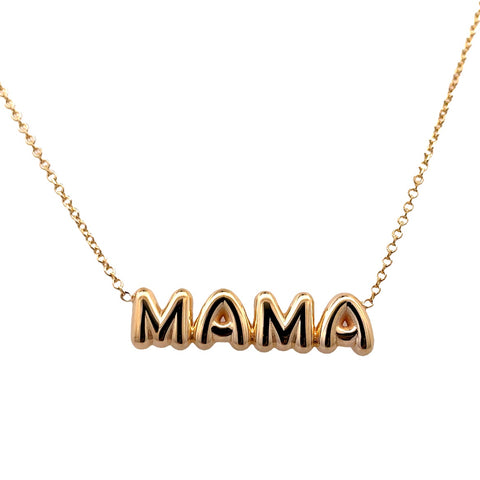 Yellow 14 Karat "Mama" Puff, Adjustable With Pear Lock Chain Length 18