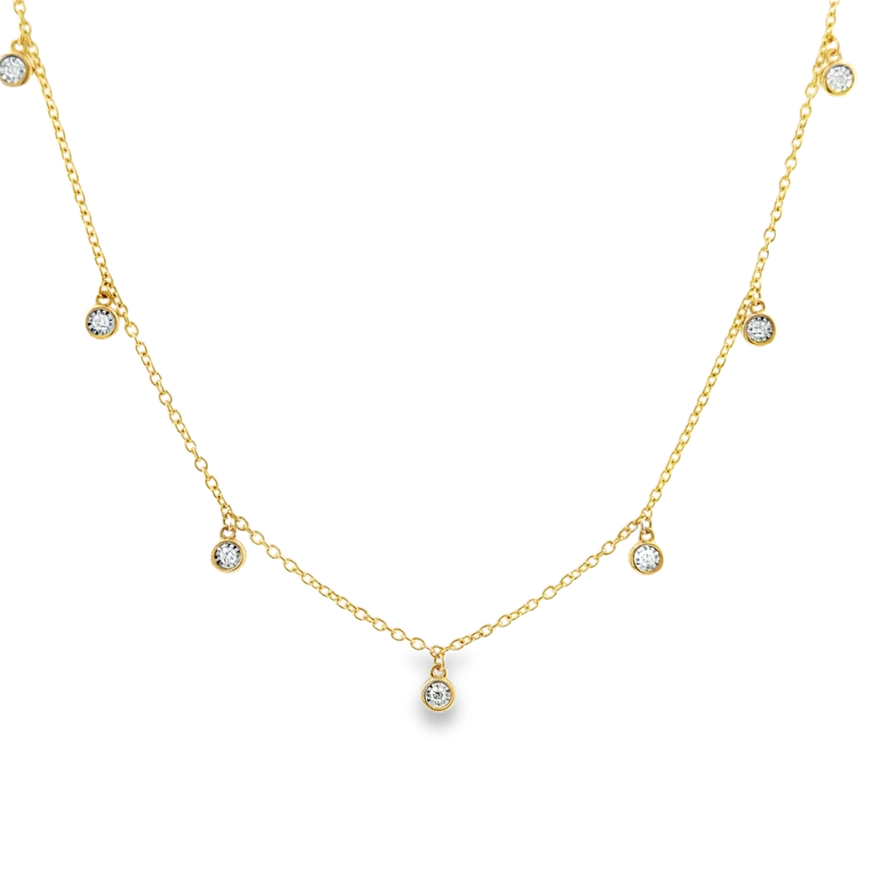 14 Karat Yellow Gold Dangle Fashion Necklace with .12ctw Round Diamonds