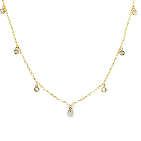 14 Karat Yellow Gold Dangle Fashion Necklace with .12ctw Round Diamonds