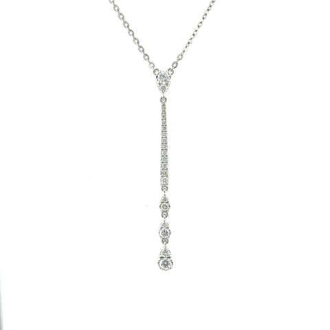 14 Karat White Gold Drop Necklace with .44ctw Round Brilliant Cut Diamonds