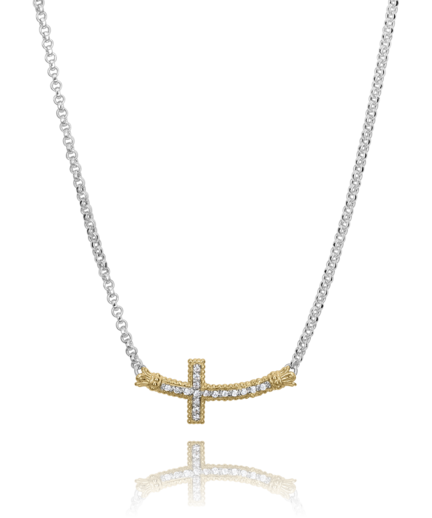 Cross Necklace | 14k Yellow/White Sterling Silver