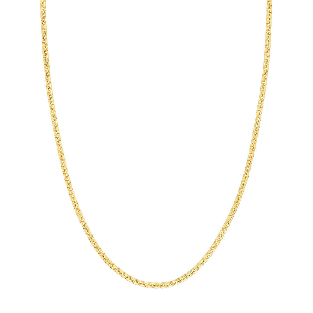 Yellow 14 Karat 3.3Mm Solid Round Box Chain Length 20