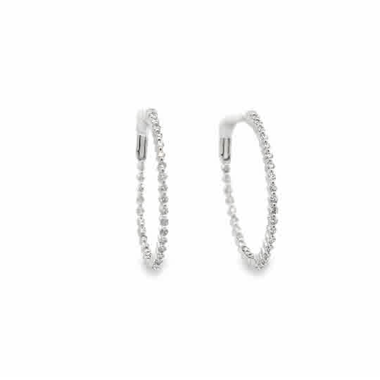 Lady's White 18 Karat Single Shared Prong With Lever Back Earrings Wit
