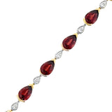14 Karat Yellow Gold Link Style Bracelet with 6.44ctw Pear Cut Garnets and .16ctw Round Brilliant Cut Diamonds