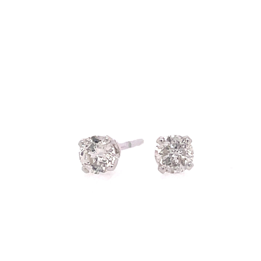 Four Prong Diamond Stud Earrings | 14k White