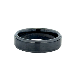 Gent's Black Ceramic Satin 6Mm Smooth Gents Ring Size 9